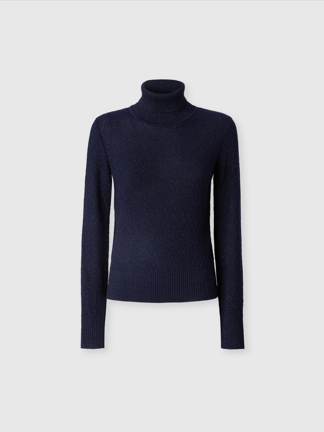 Long-sleeved turtleneck sweater with chevron pattern - 1