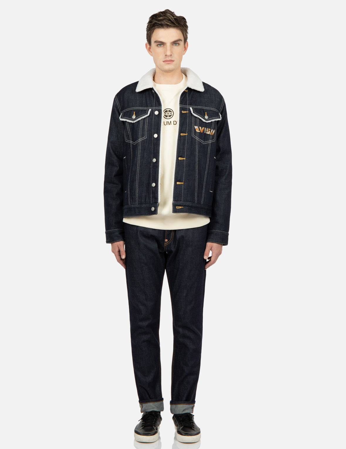 TWO-LAYER BRUSHSTROKE DAICOCK SHERPA-LINED DENIM JACKET - 6