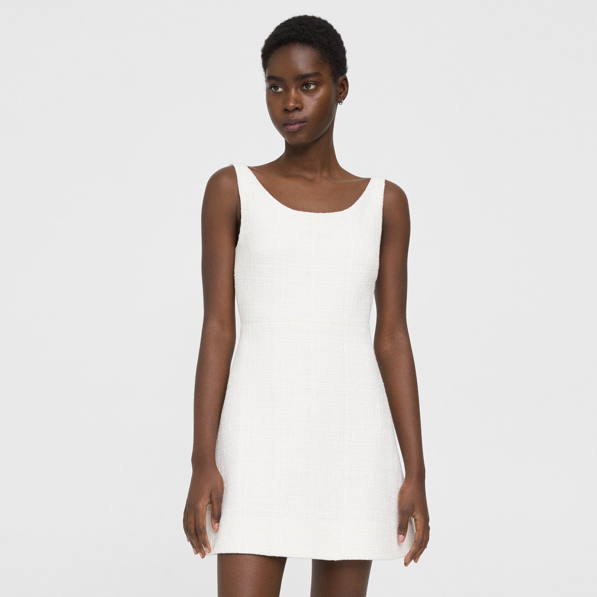 Ballerina Neckline Mini Dress in Cotton Tweed - 2