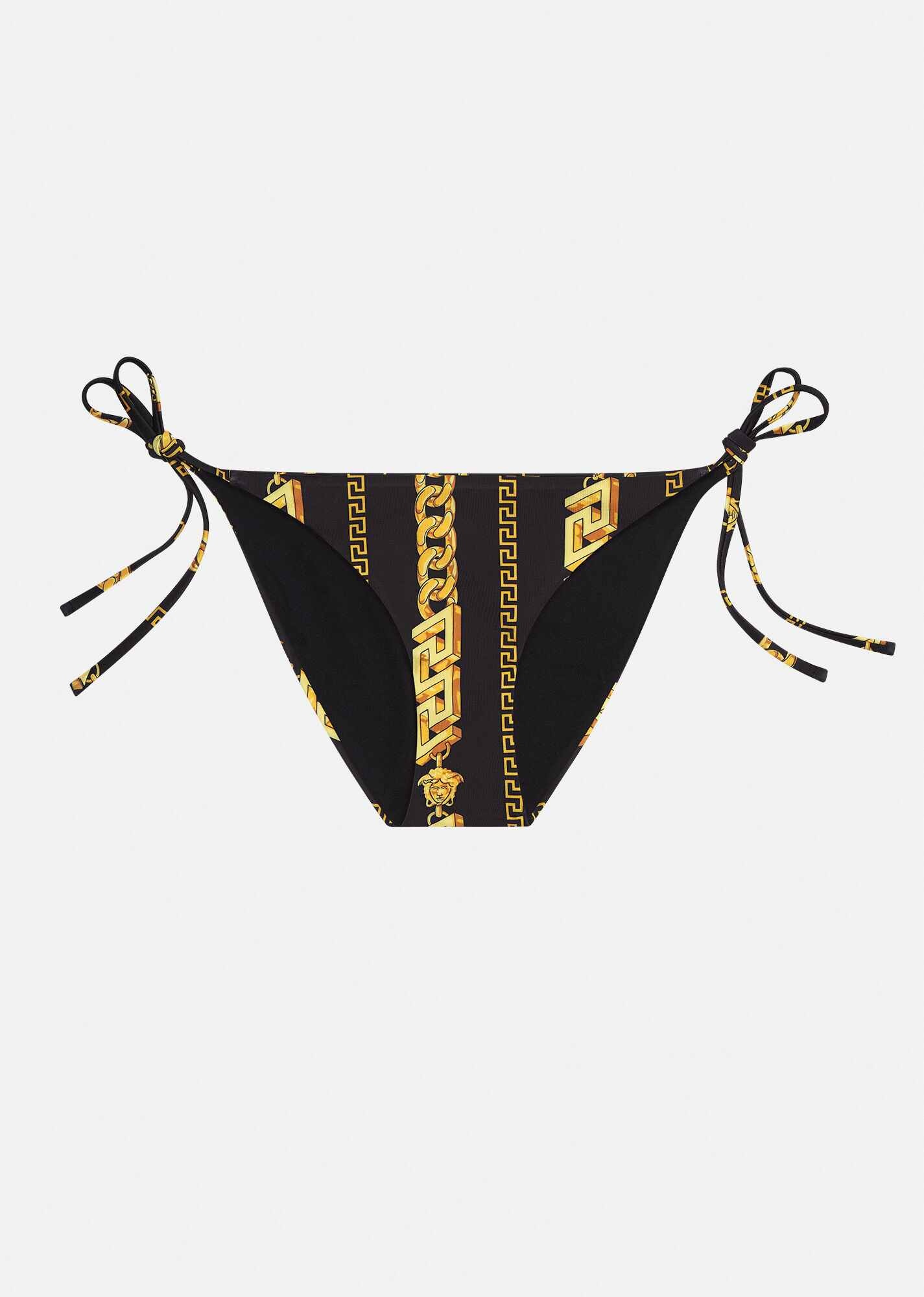 VERSACE Chain Pinstripe Bikini Bottoms | REVERSIBLE