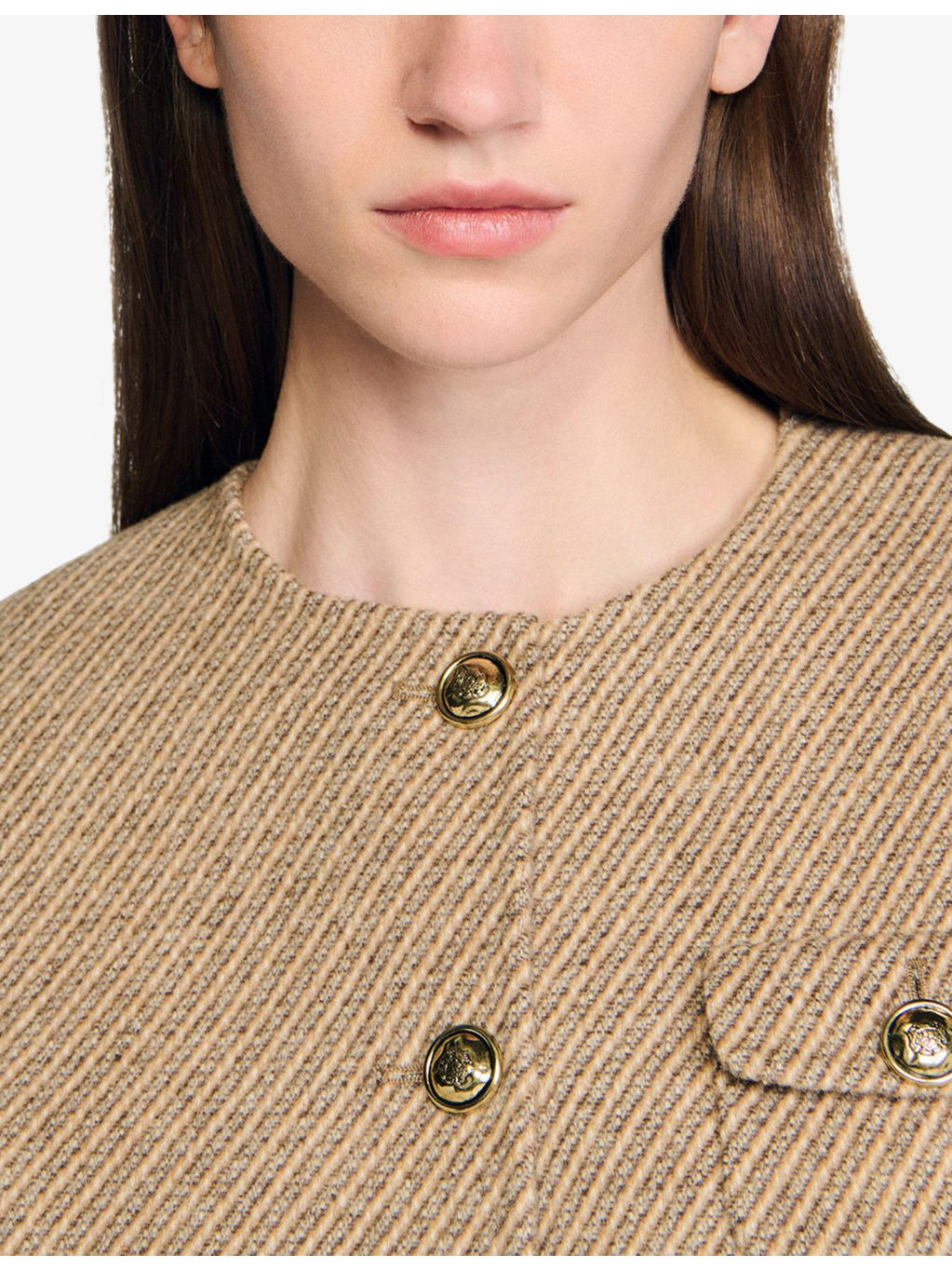 Patch-pocket button-down cropped wool-blend jacket - 5