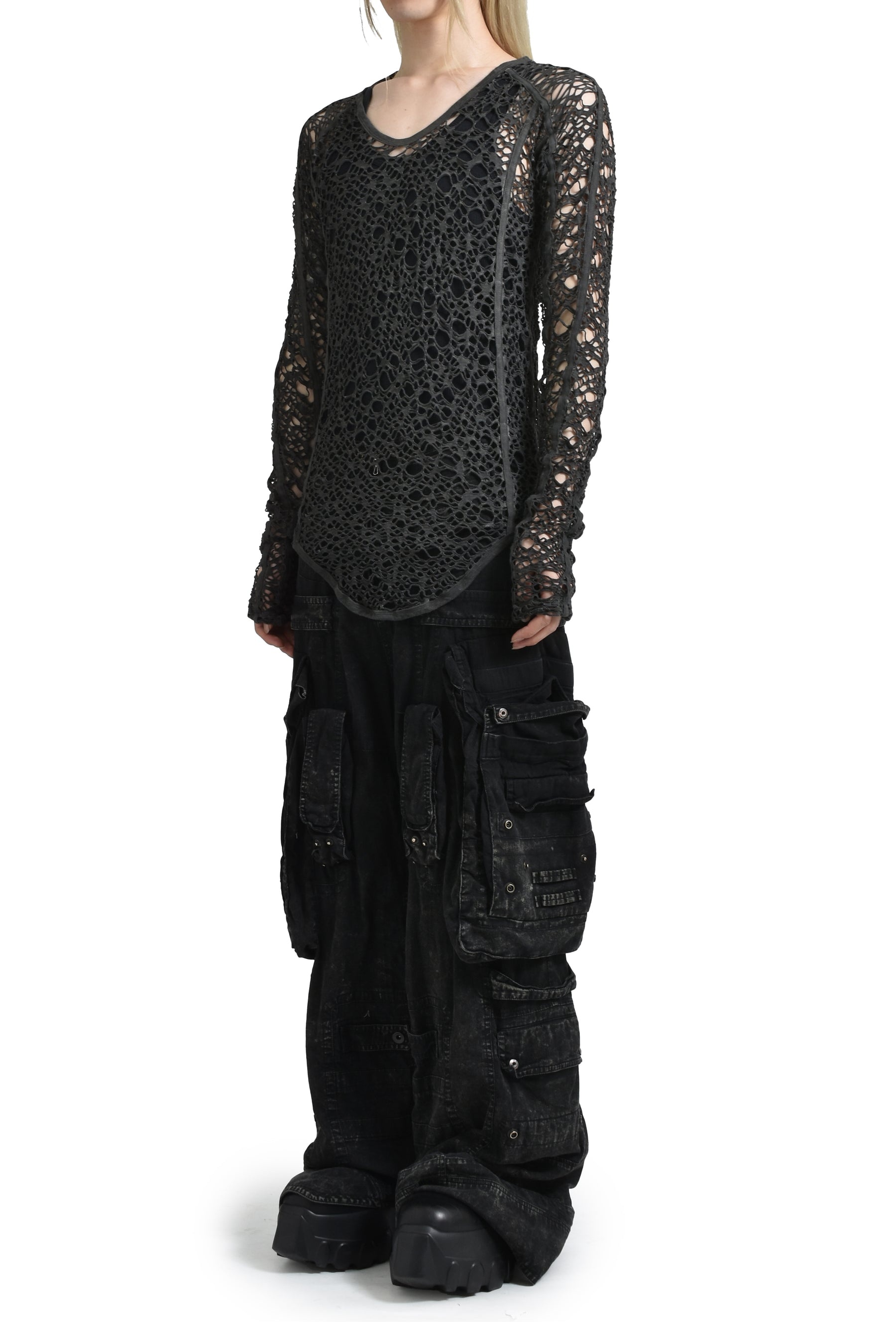 COTTON NYLON TWILL GASMASK CARGO / ASH BLK - 4