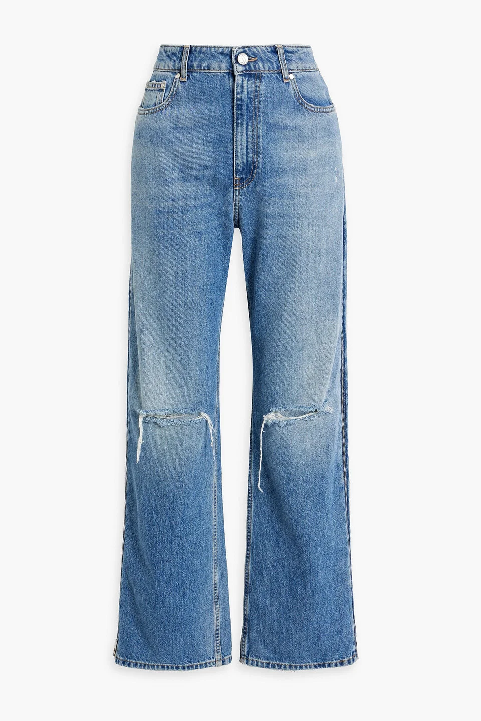 Distressed high-rise wide-leg jeans - 1