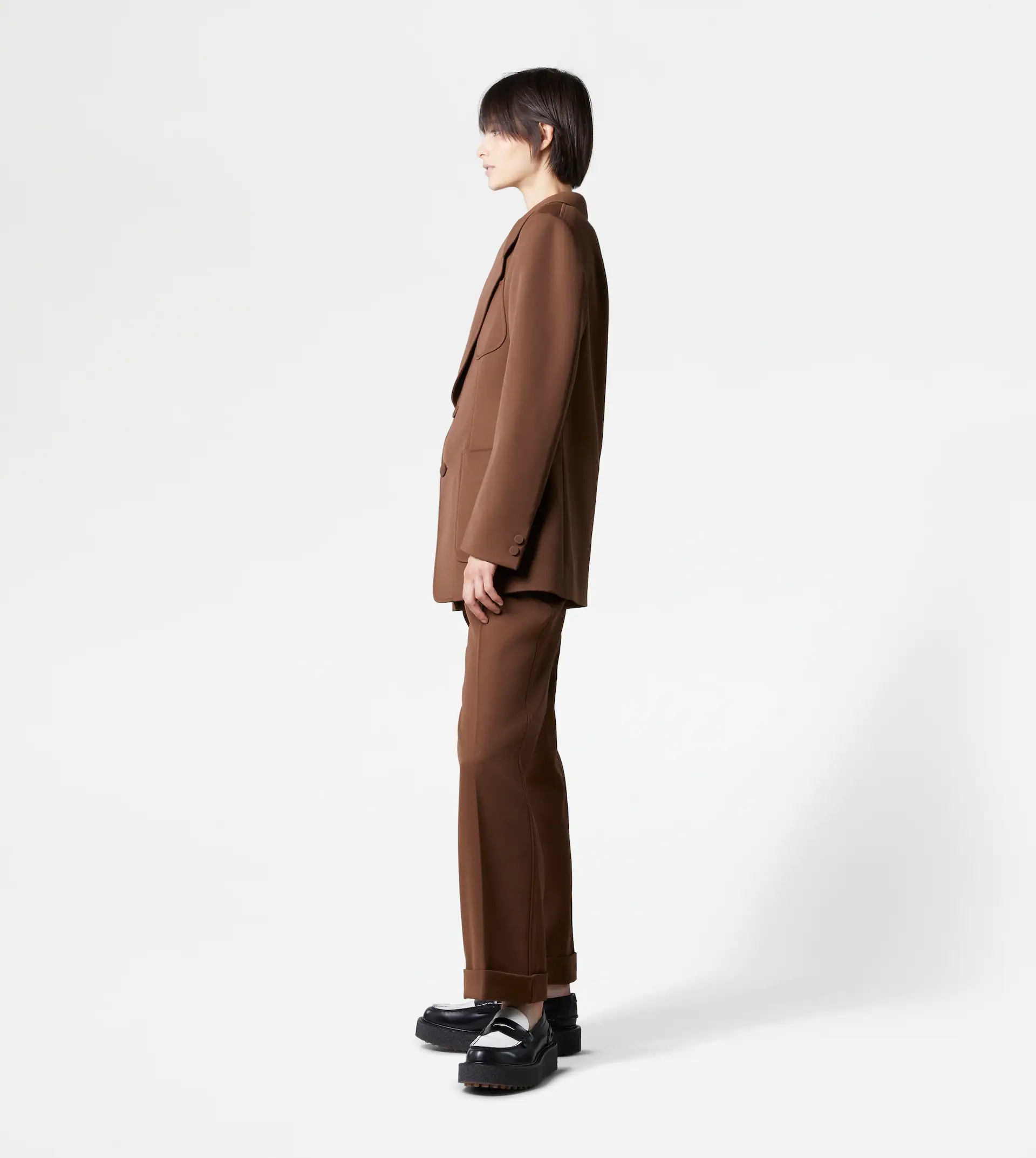JACKET IN WOOL - BROWN - 4