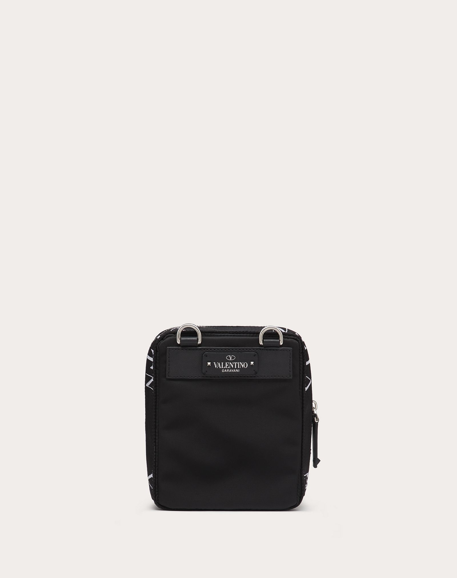 Nylon Crossbody Bag with VLTN Straps - 3