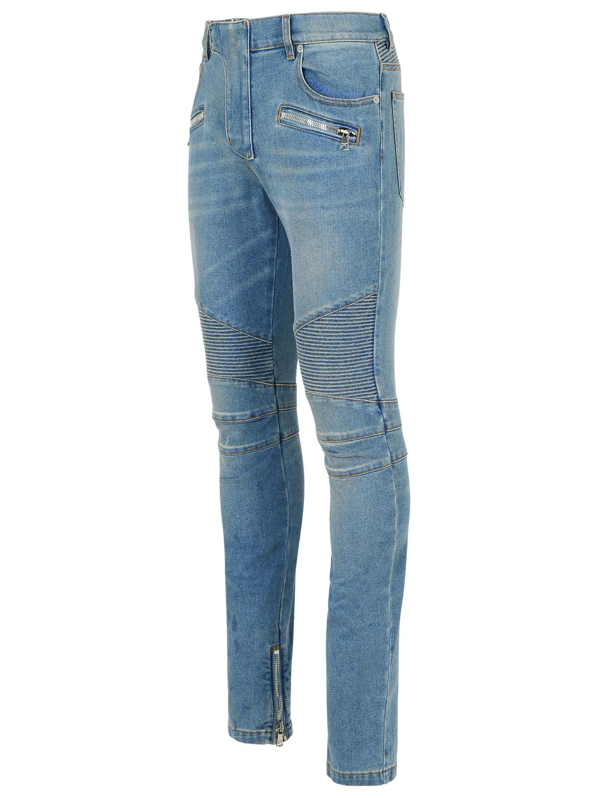 Balmain 'Biker' Blue Cotton Jeans Men - 2