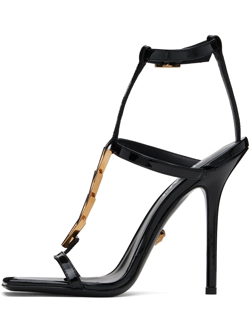 Black V2025 Chain Patent 105 mm Heeled Sandals - 3
