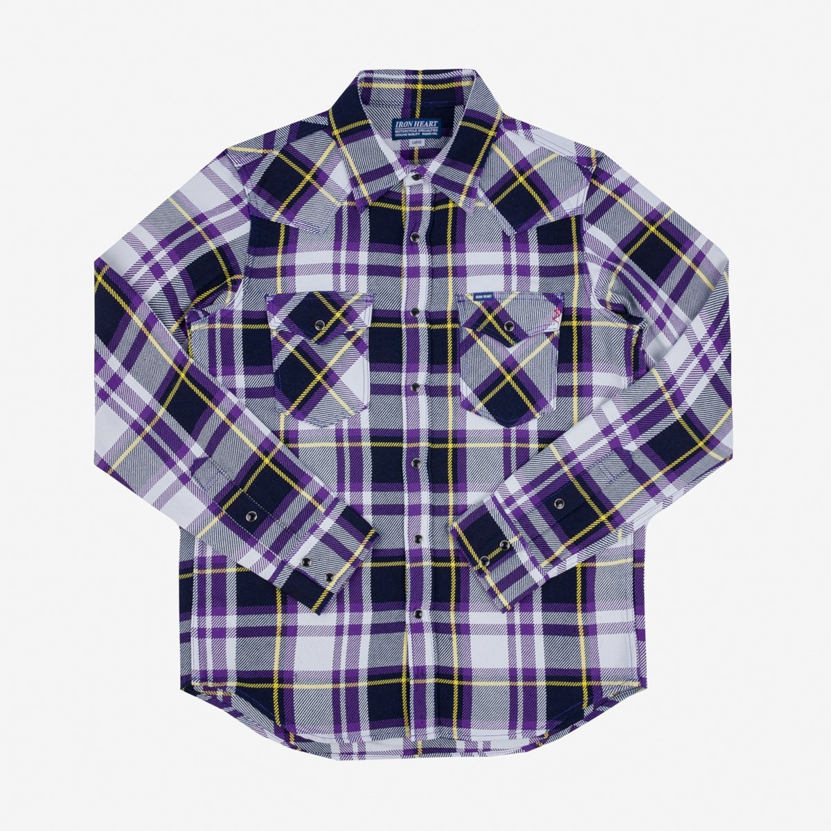 IHSH-390-PUR 9oz Selvedge American Check Western Shirt - Purple - 1