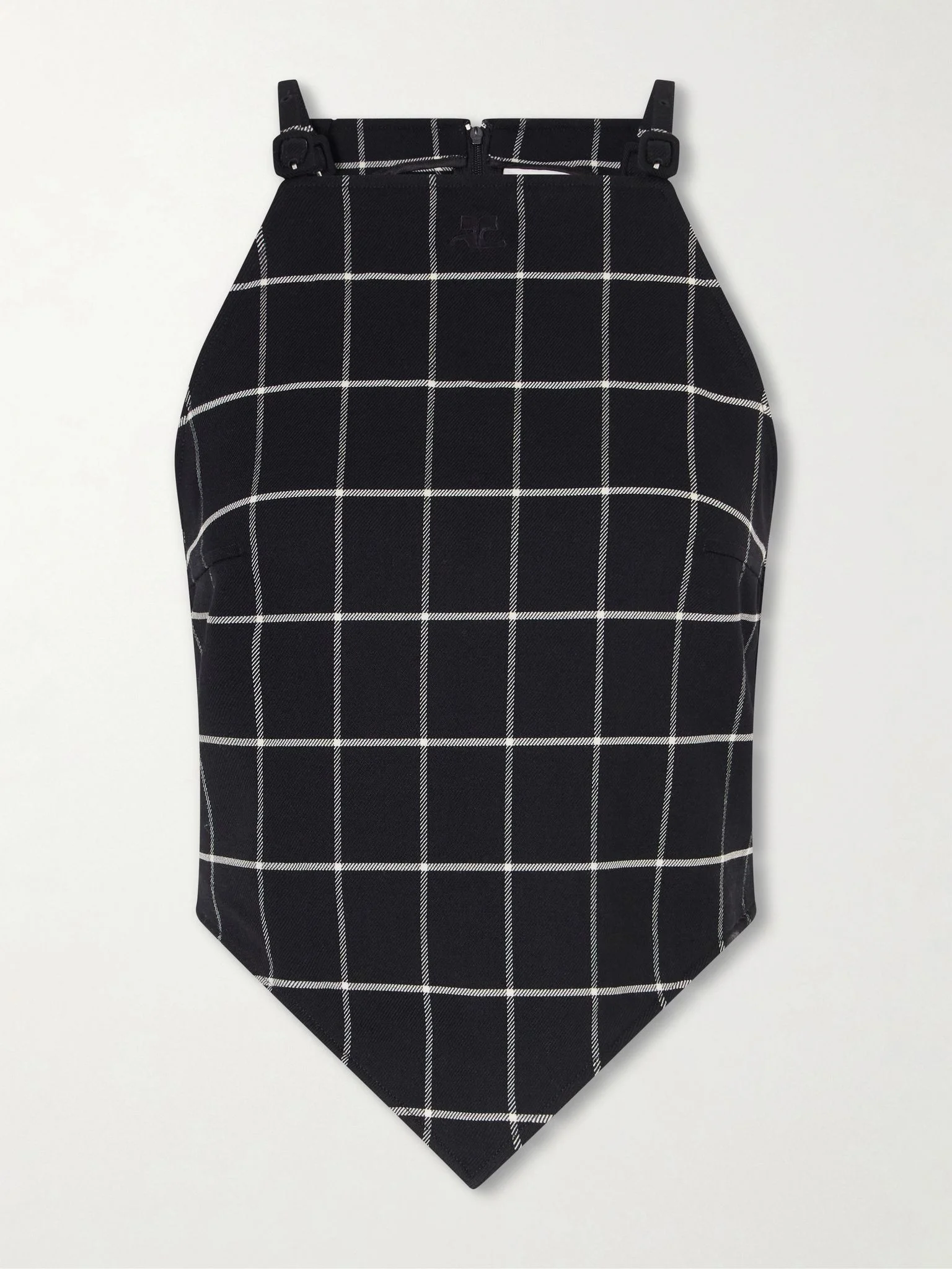 Checked wool-blend tank top Black - 1