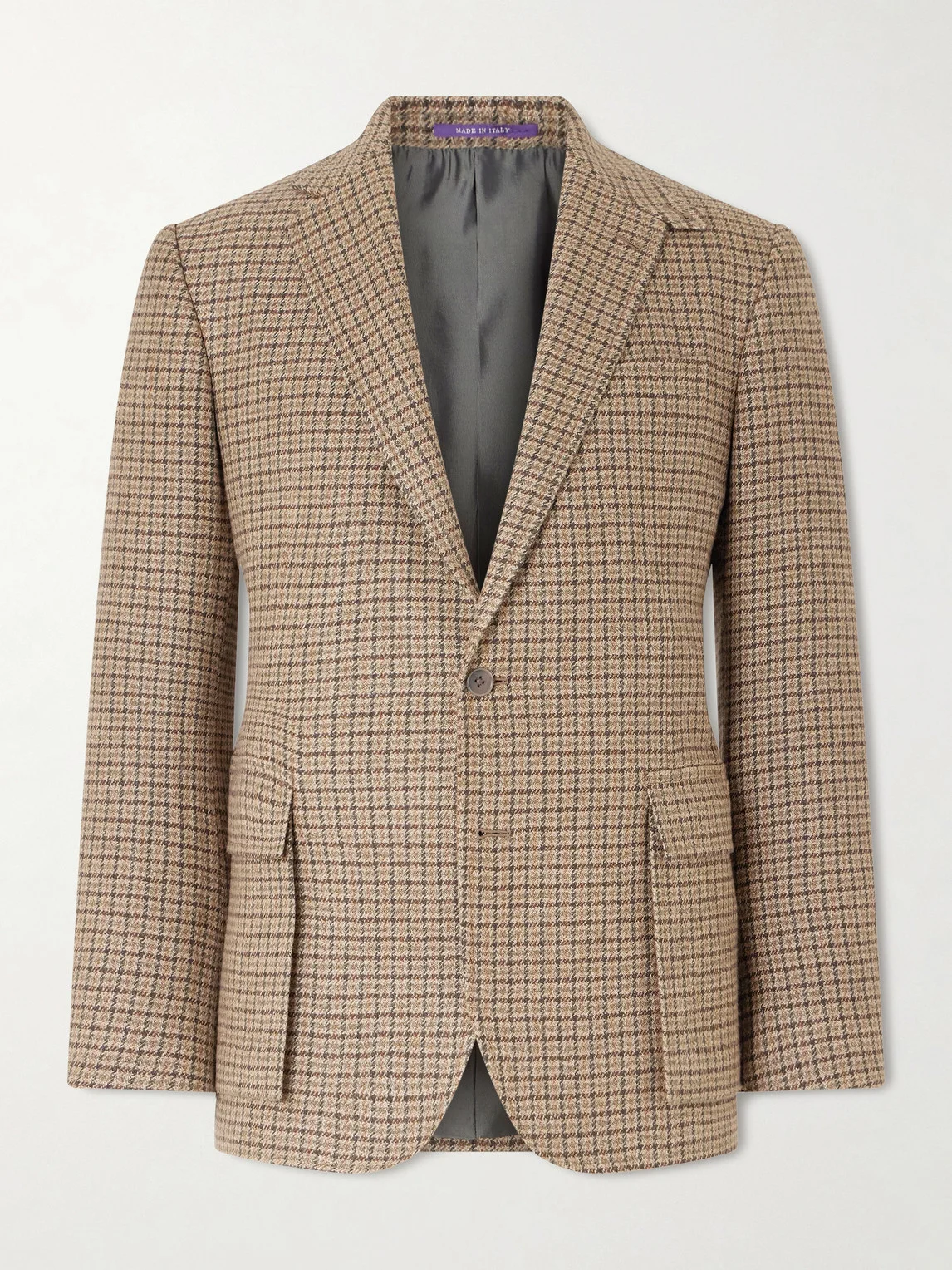 Kent Suede-Trimmed Checked Linen and Wool-Blend Blazer - 1
