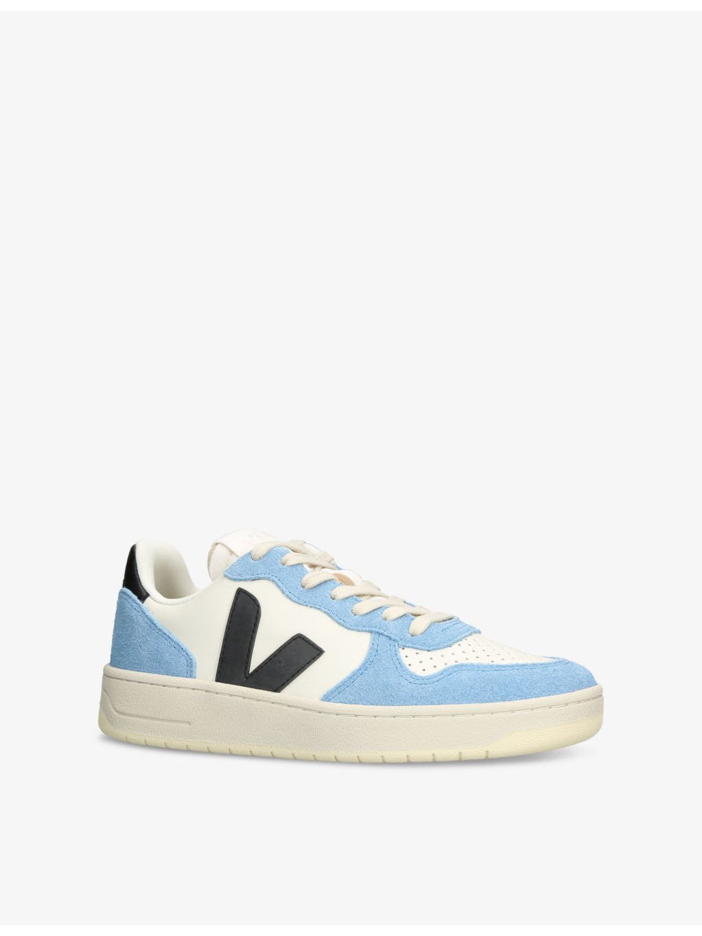 V-10 Logo-Embroidered Leather Low-Top Trainers - 3