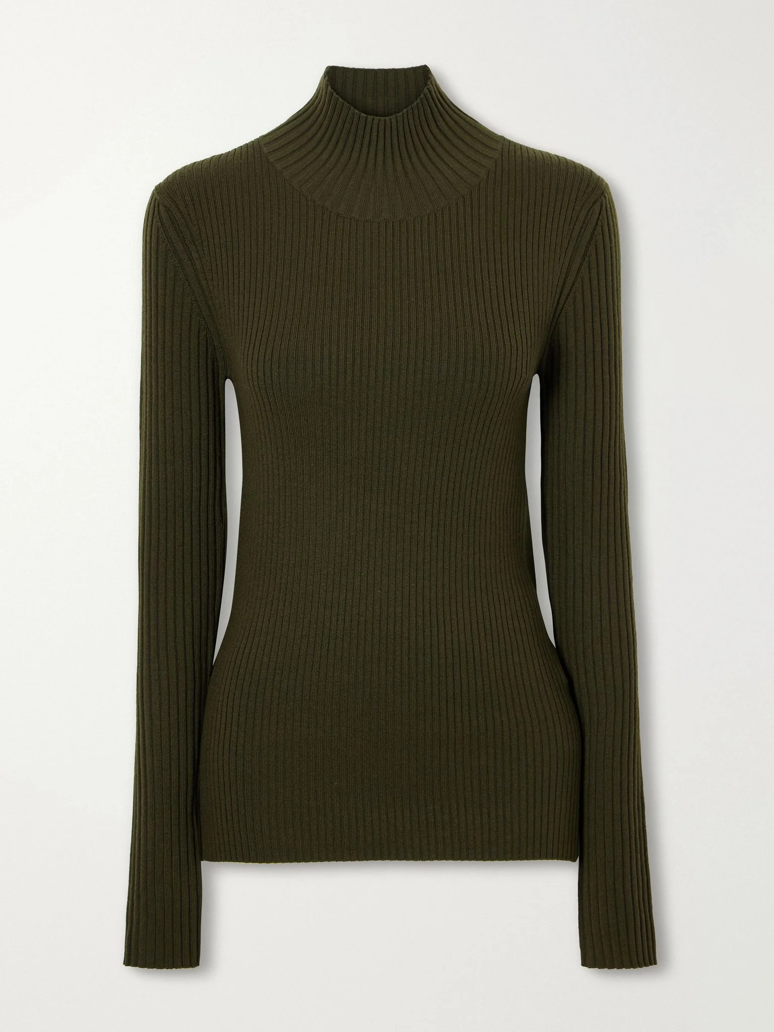 Ribbed wool-blend turtleneck Green - 1