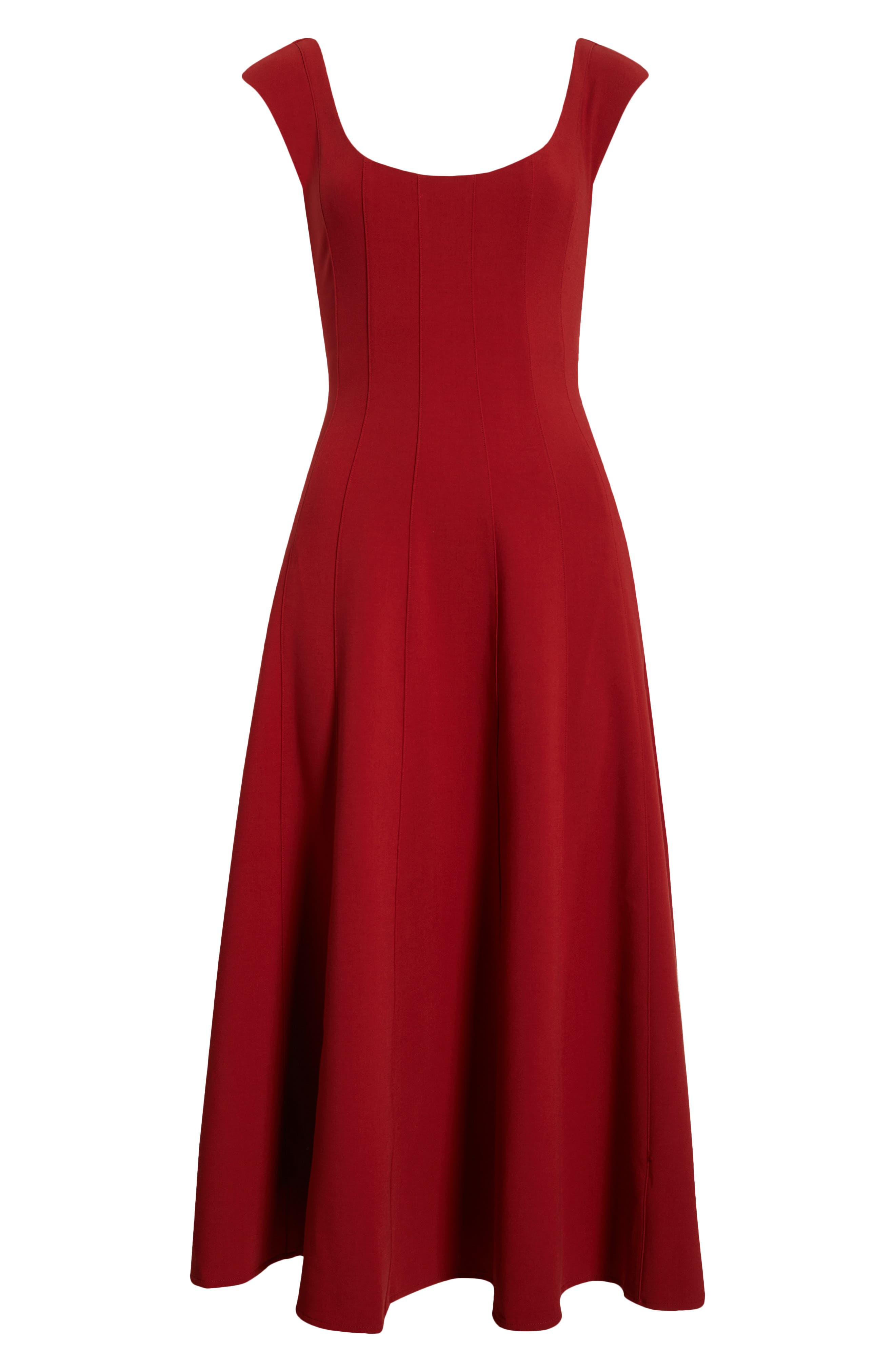 STAUD Cap Sleeve Midi Dress in Rouge at Nordstrom - 5