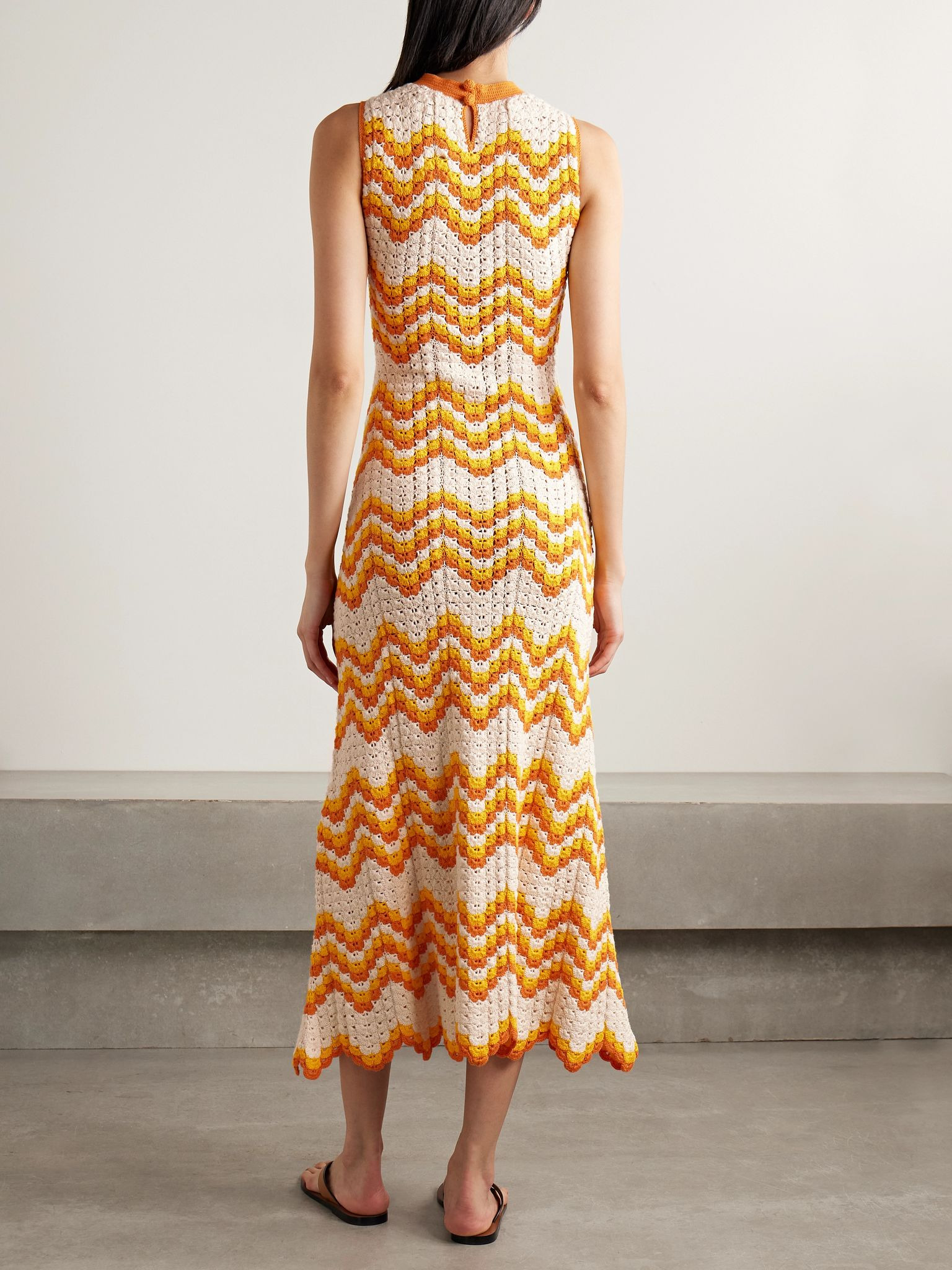 Huayna crocheted organic cotton maxi dress Ecru - 3