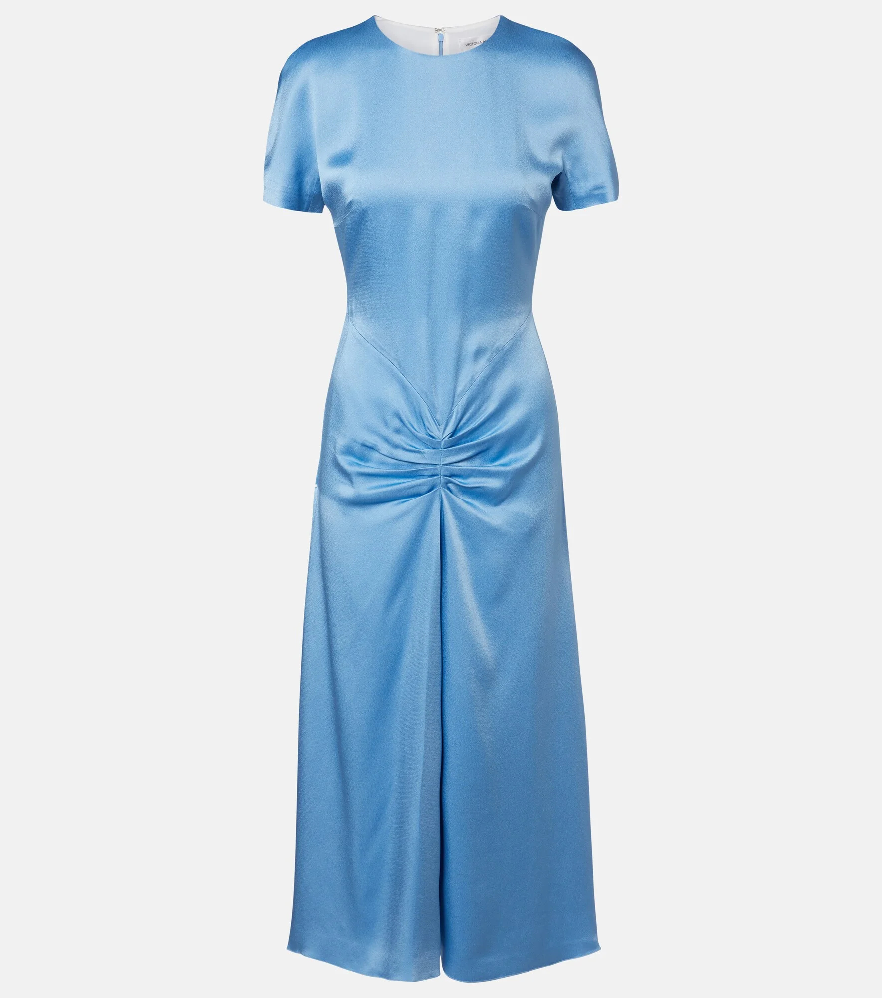 Gathered satin midi dress - 1