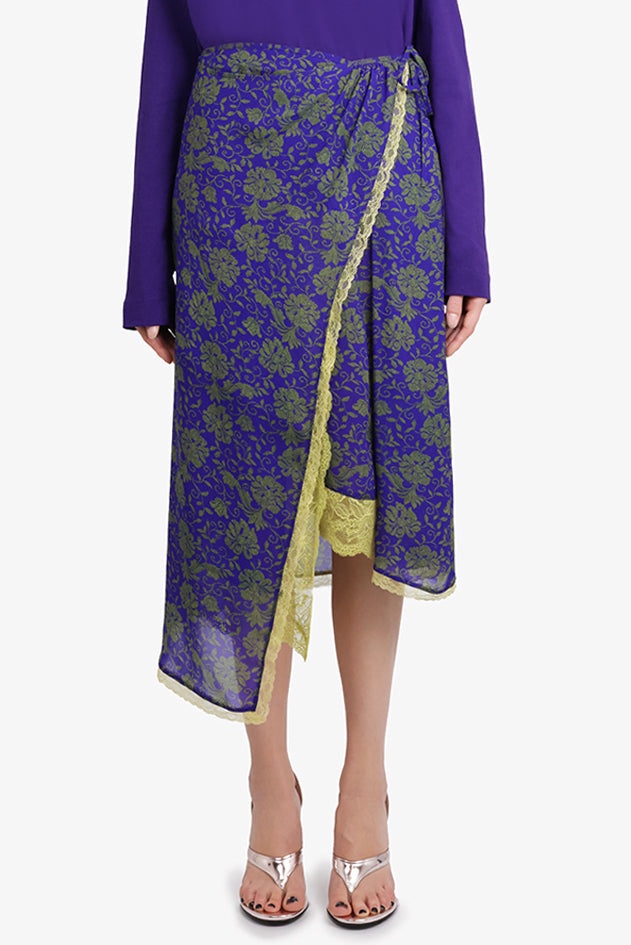 SANNE FLORAL PRINT MIDI SLIT SKIRT | PURPLE/GREEN - 5