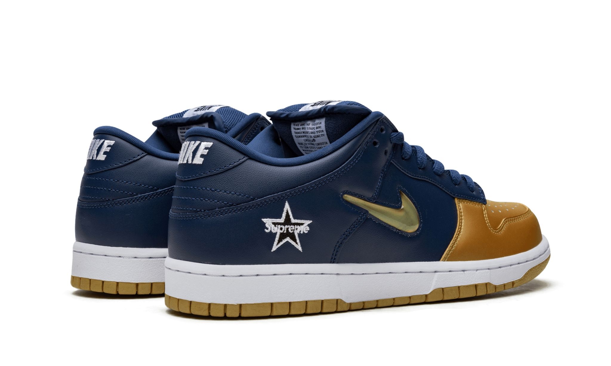 SB Dunk Low "Supreme - Jewel Swoosh Gold/Navy" - 3