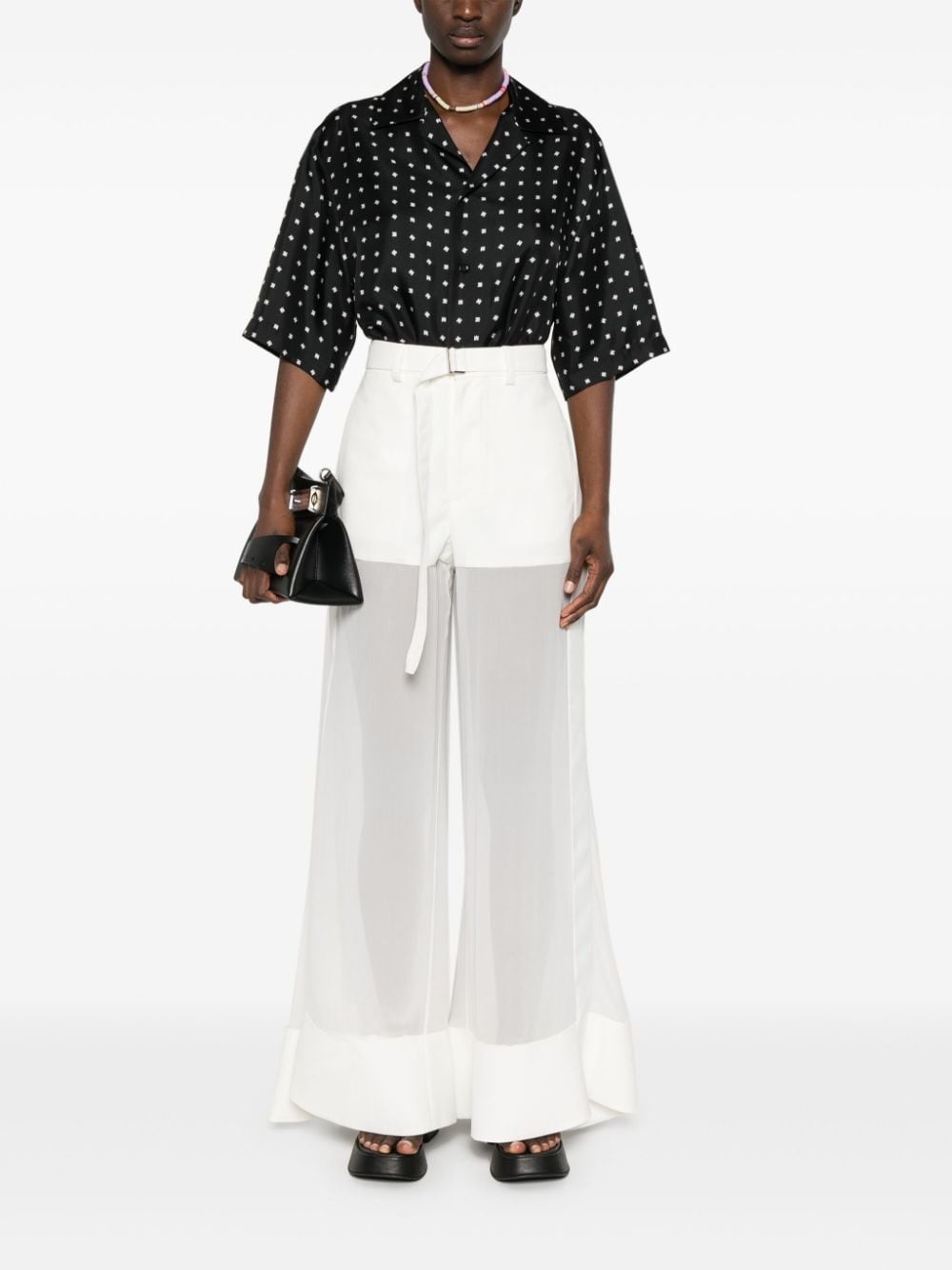 semi-sheer panels palazzo pants - 2