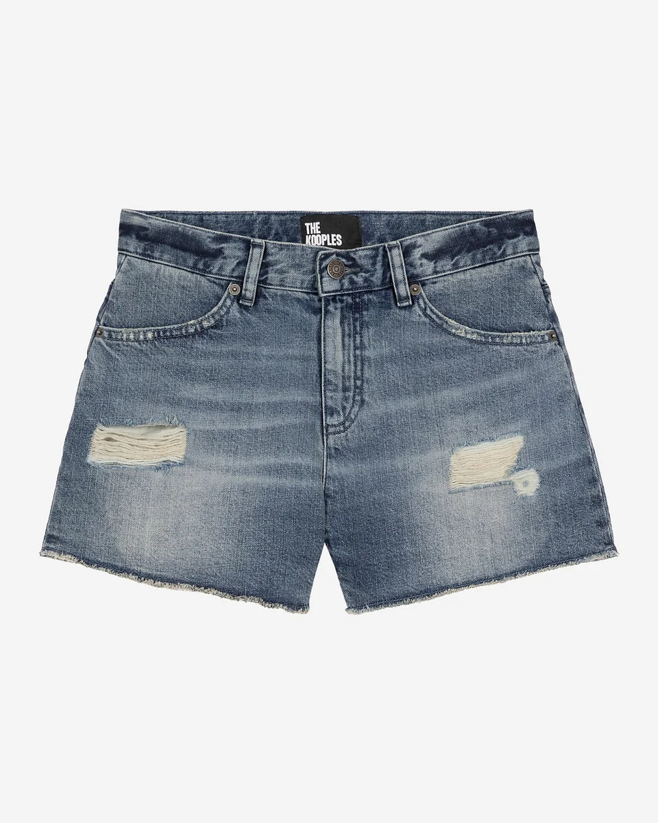 BLUE DENIM SHORTS - 1