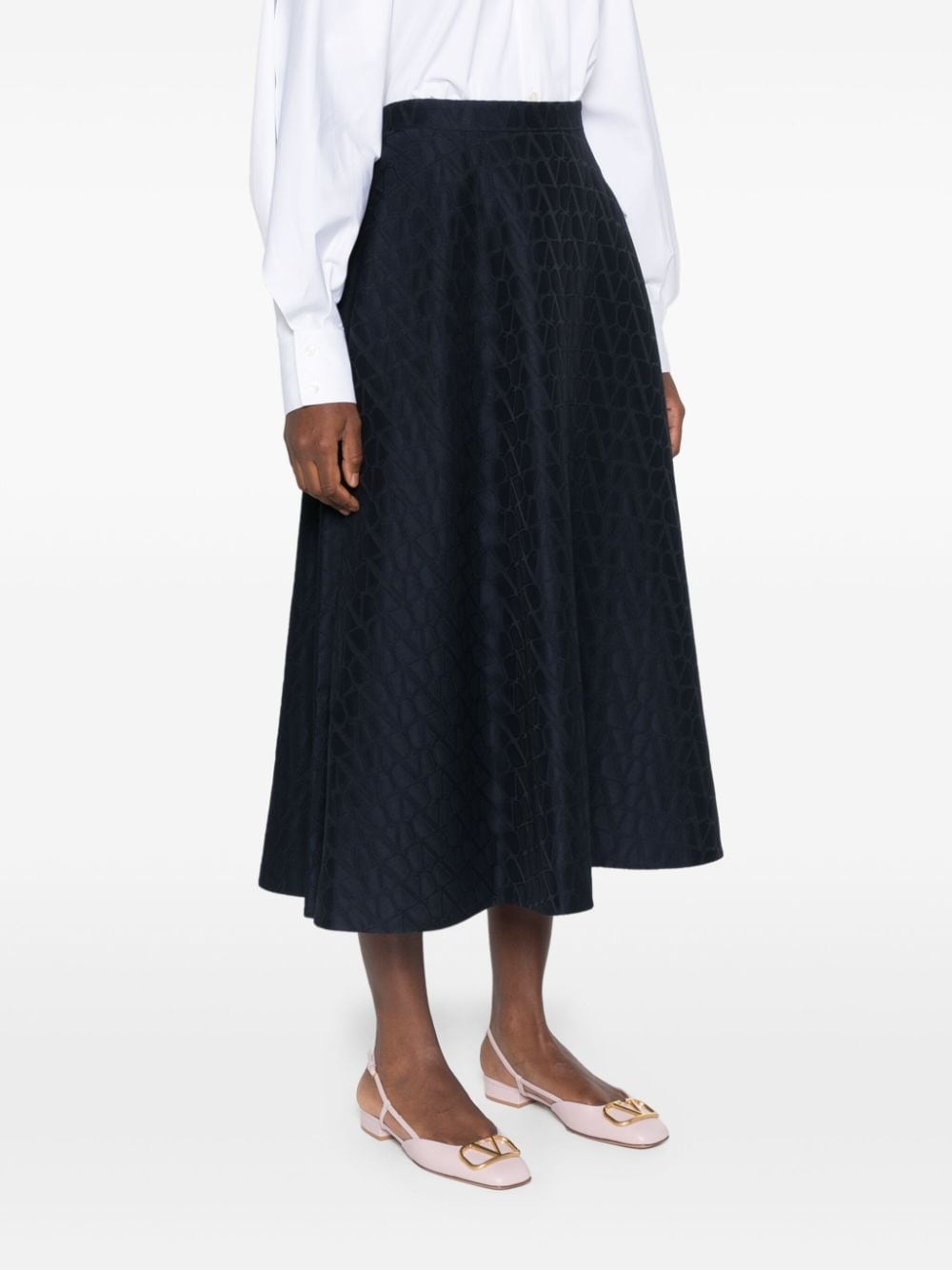 logo-jacquard midi skirt - 3