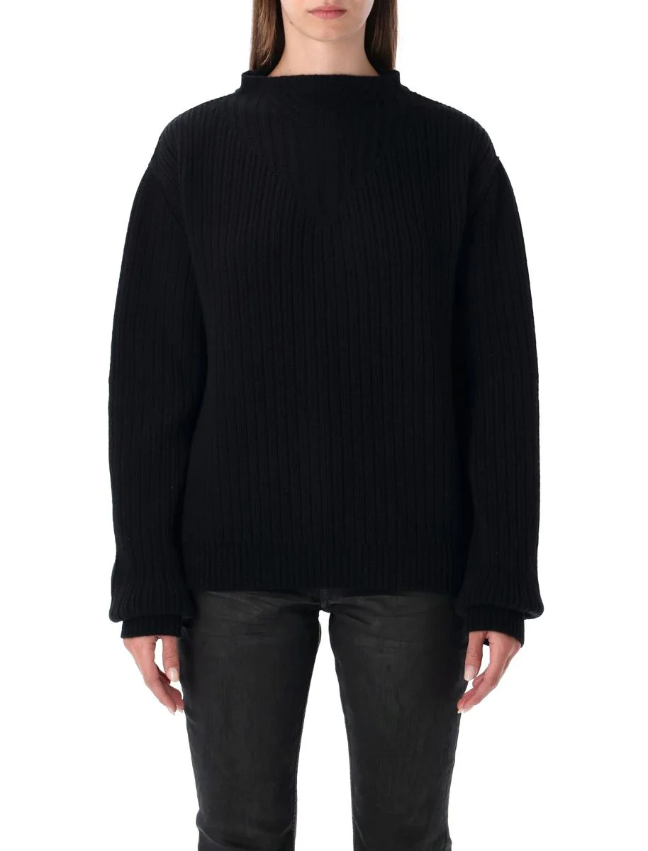 Rick Owens Al Black Heavy Wool Sweater - 1
