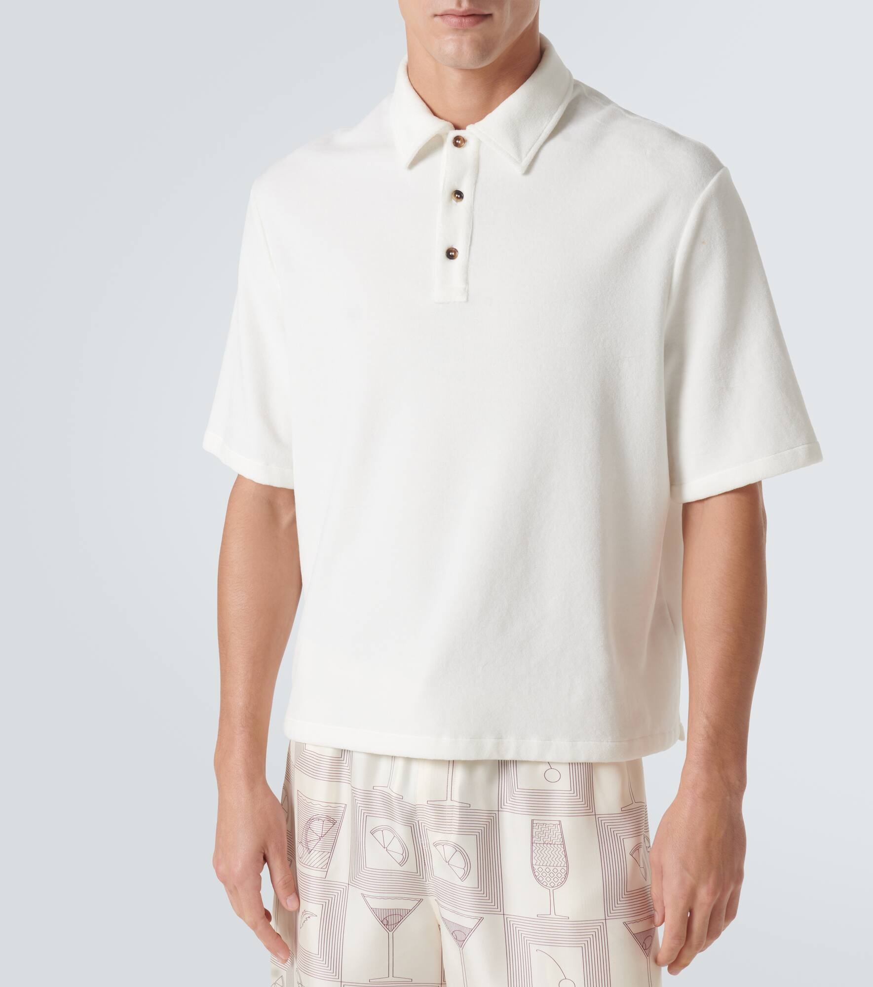 Murano cotton and silk velour polo shirt - 3