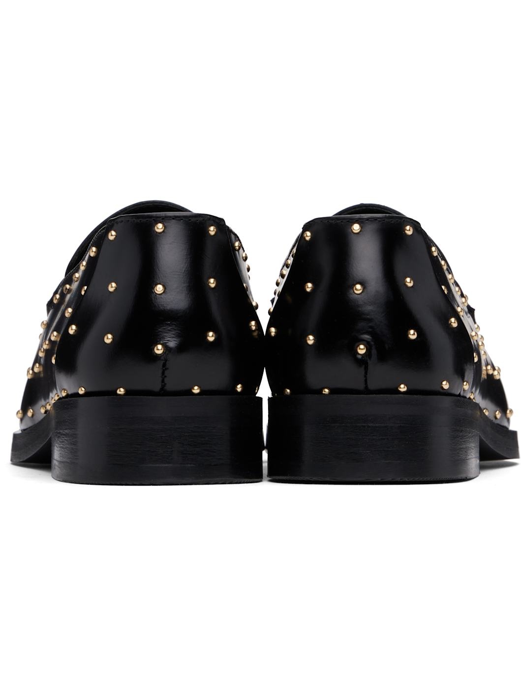 Black Studded Leather Loafers - 2