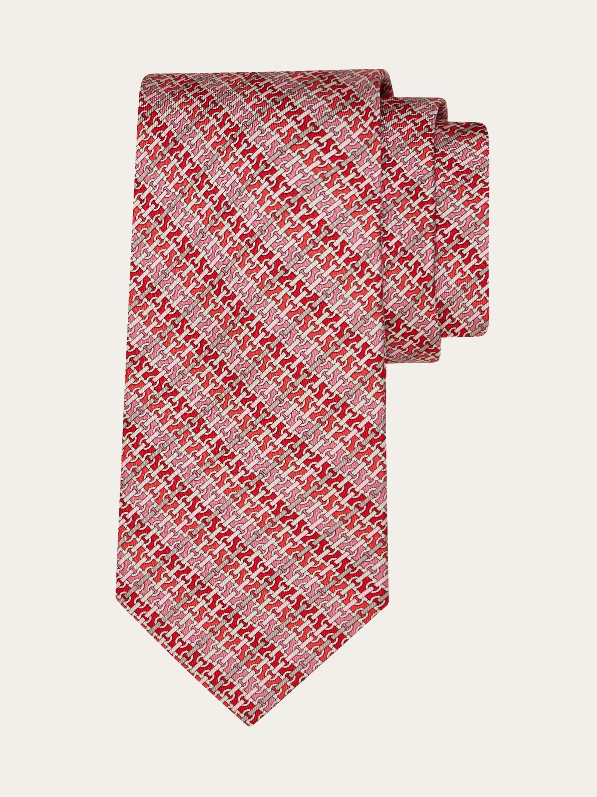 Gancini chain print silk tie - 1