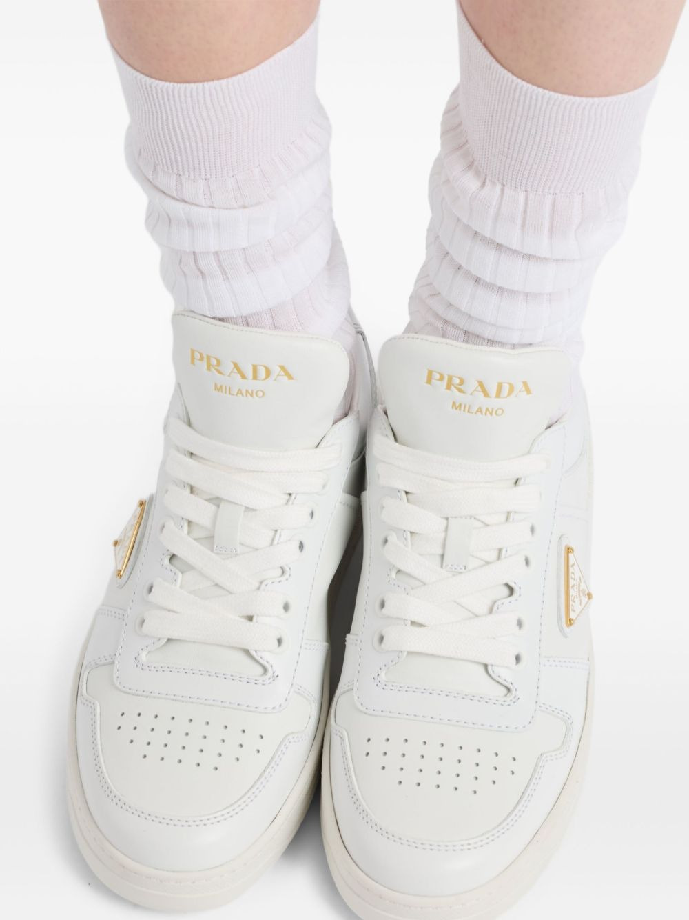 leather lace-up sneakers - 4