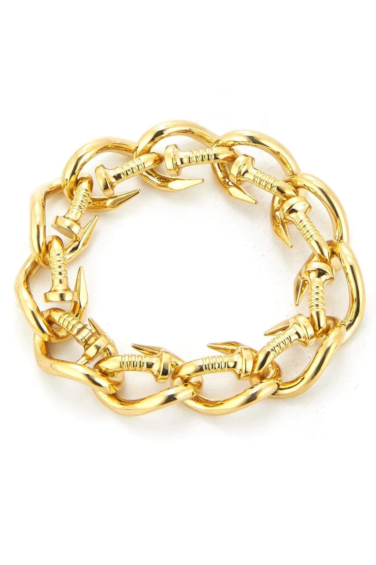 Polished Gold Nail Link Bracelet - 1