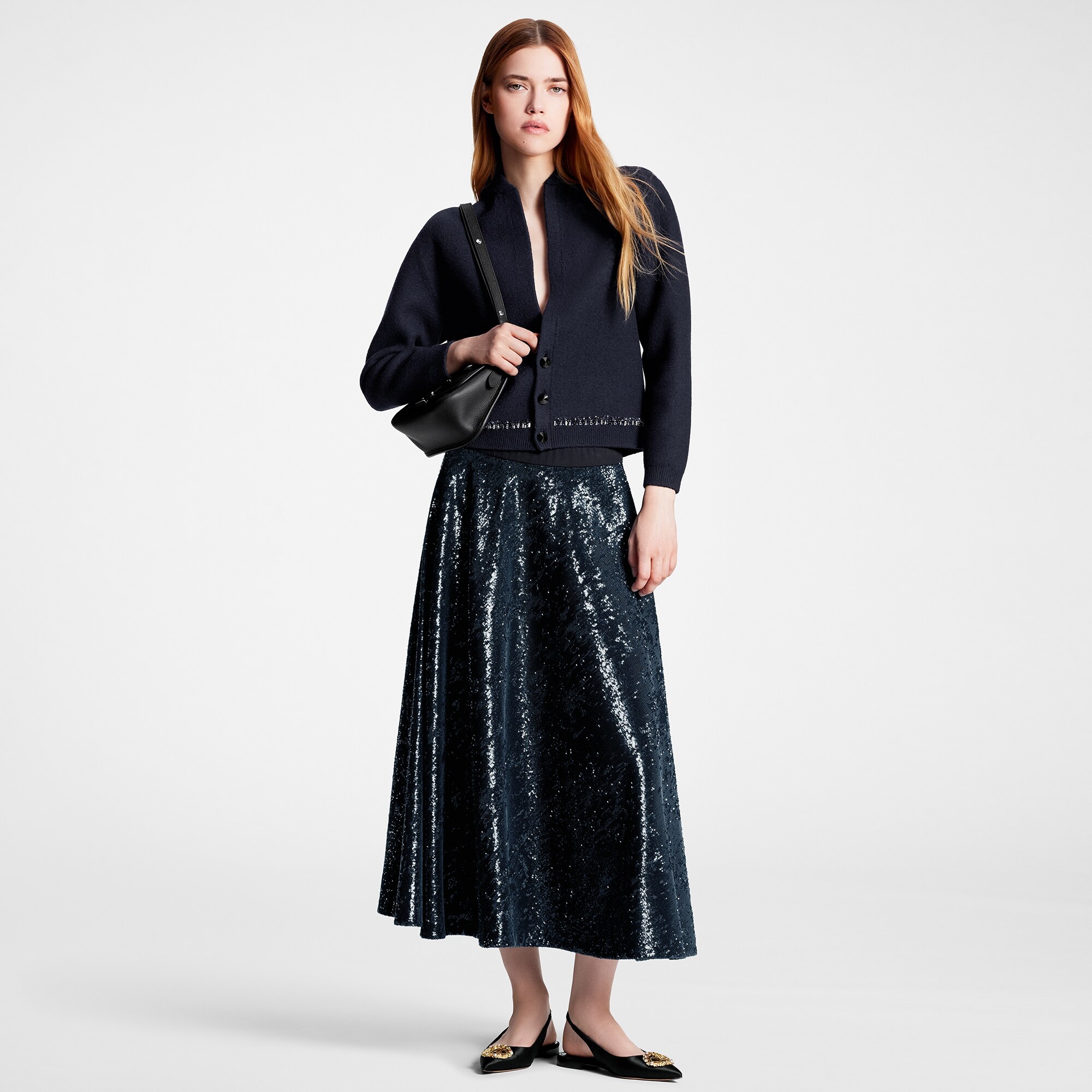 Flared Sequin Skirt - 4