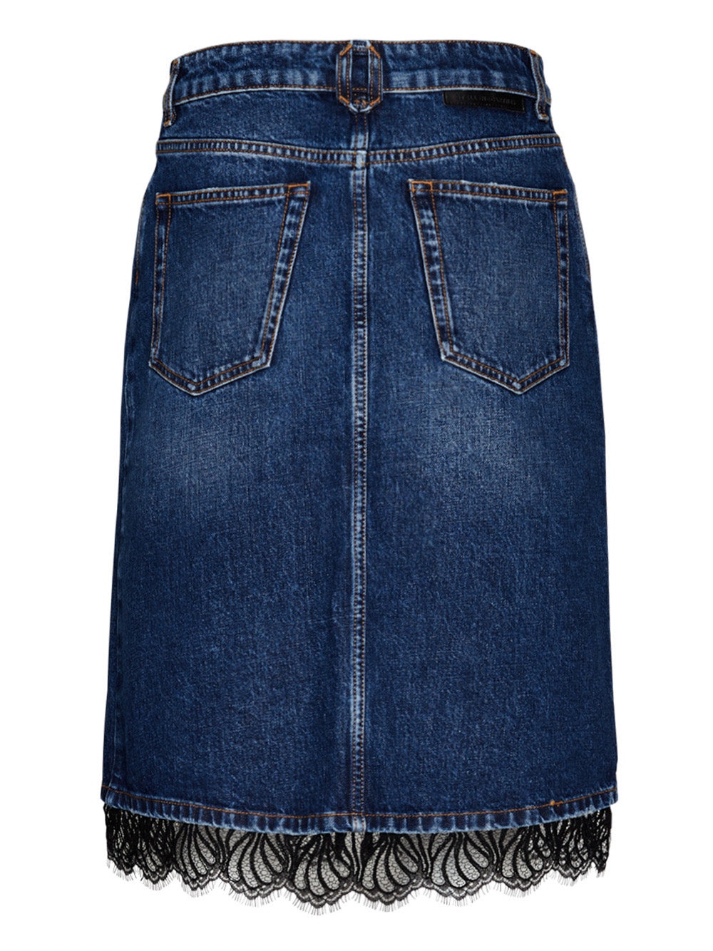 Blue Vintage Lace Detailed Denim Skirt - 2