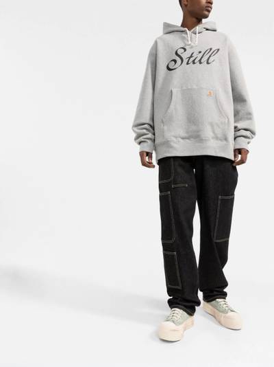 Comme Des Garçons slogan-print cotton hoodie outlook