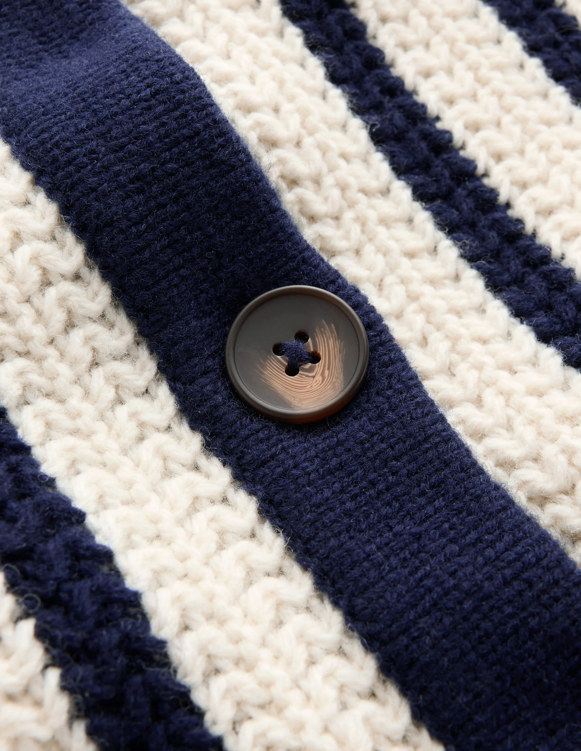 Longline Knitted Coatigan-Ivory, Navy Stripe - 1