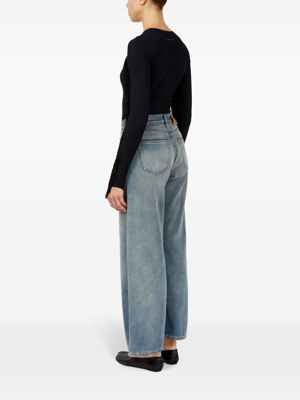 distressed wide-leg jeans - 5