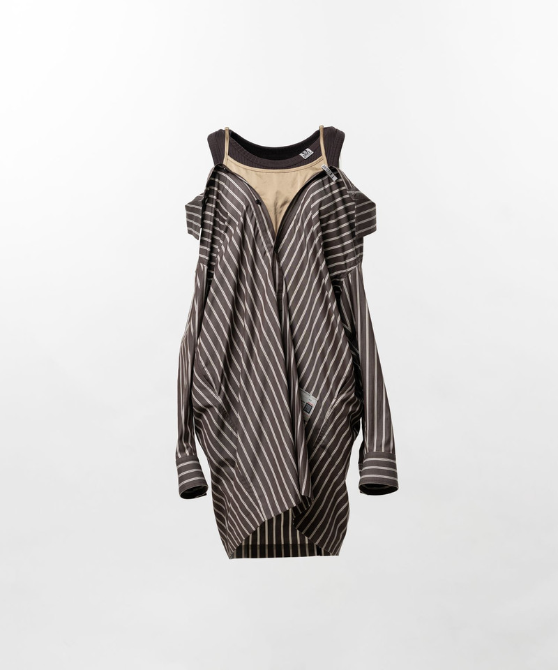 Triple Layered Stripe Shirt Dress 17
