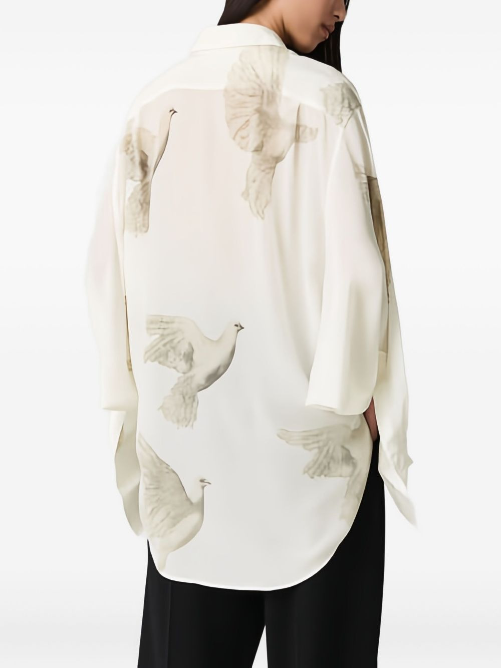 dove-print silk shirt - 2
