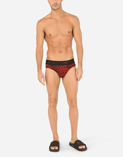 Dolce & Gabbana Two-way stretch jersey mid-rise briefs with leopard print outlook