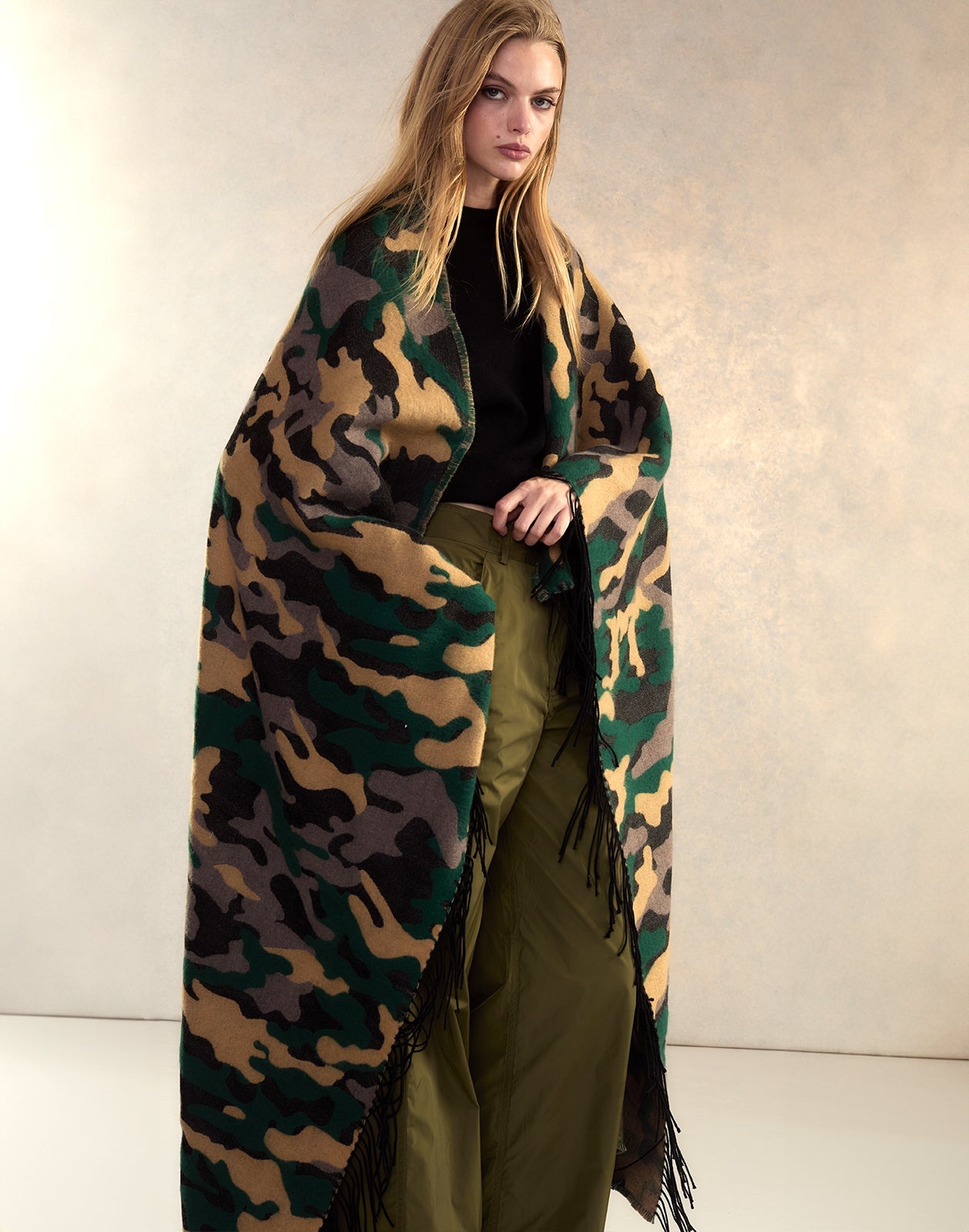 Wool Cashmere Blanket Wrap - 5