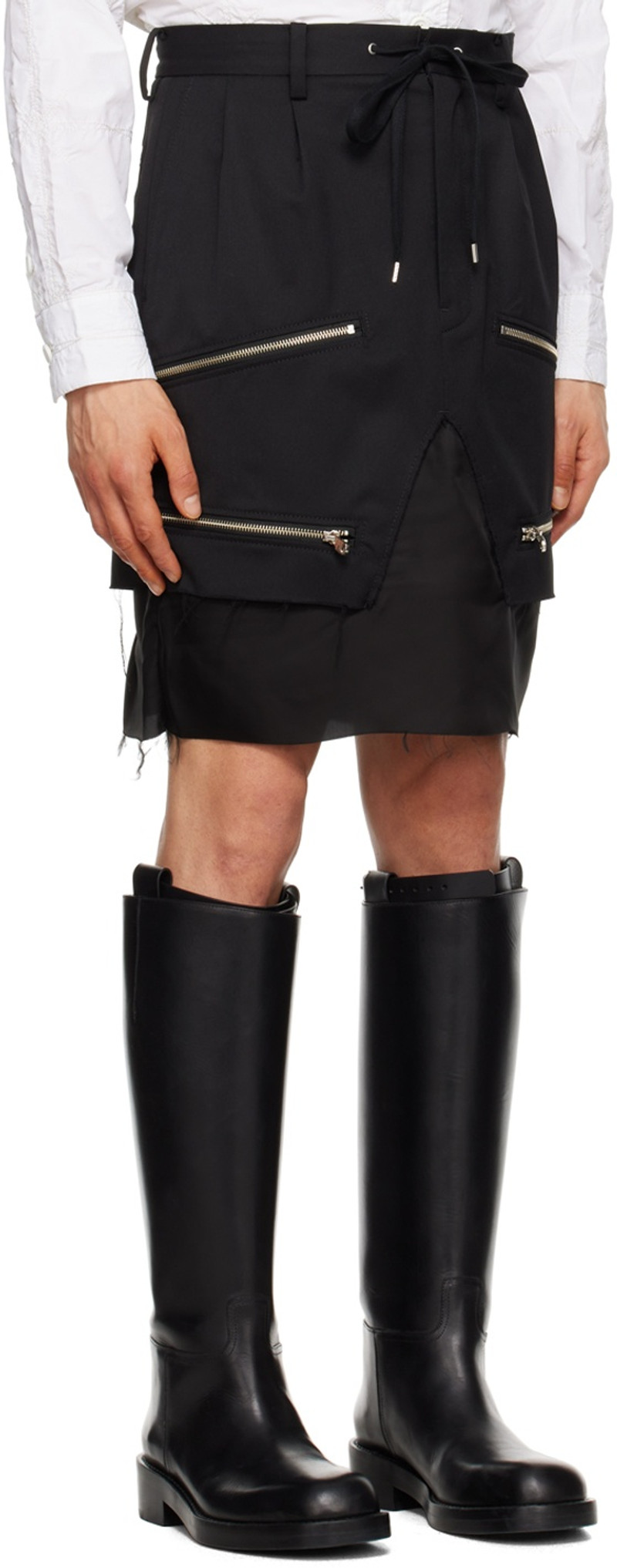 TAKAHIROMIYASHITA TheSoloist. Black Zip Shorts outlook
