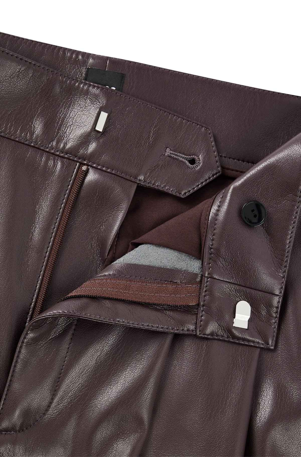 PLEAT-FRONT RELAXED-FIT TROUSERS IN FAUX LEATHER - 6
