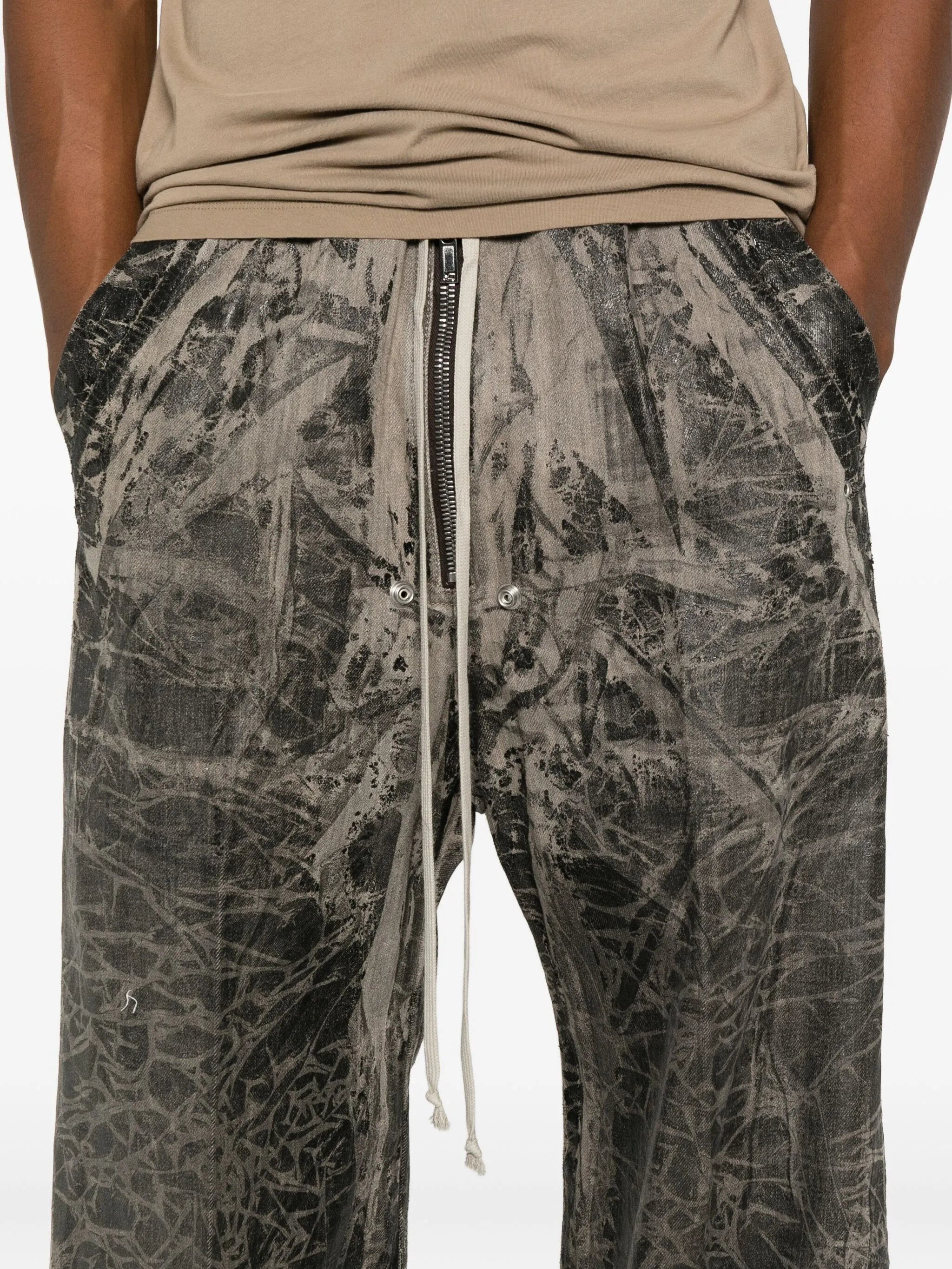 Rick Owens Drkshdw Crackled-effect Zip Trousers - 2