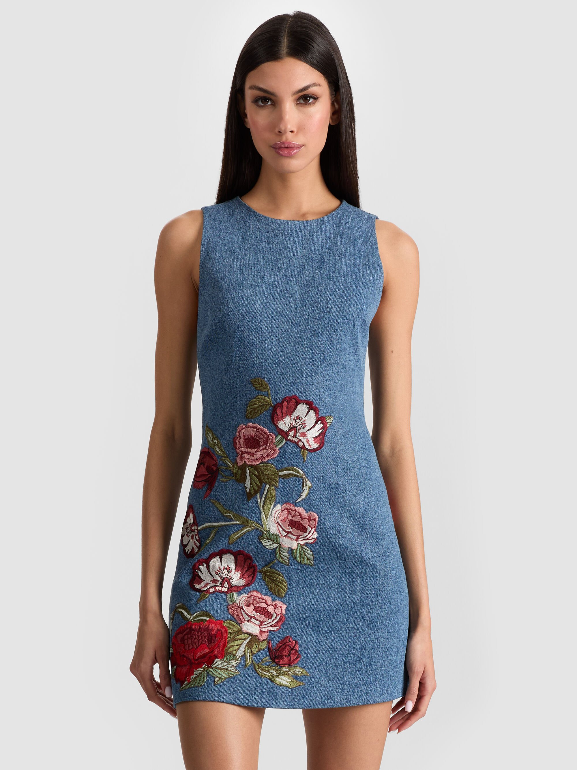 CADE EMBROIDERED DENIM MINI DRESS - 6