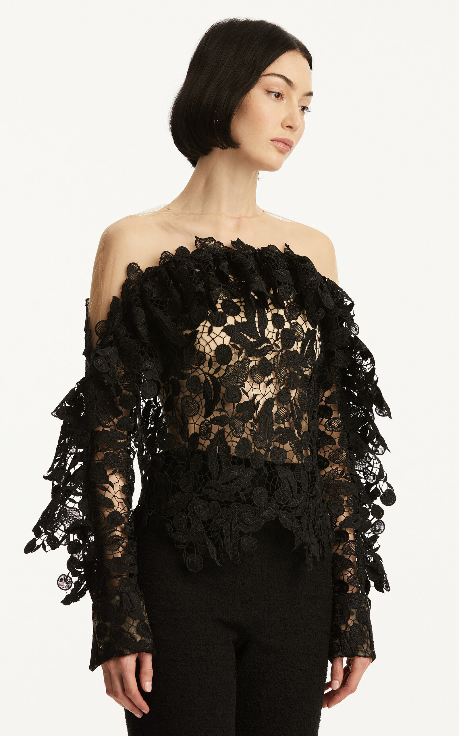 Off-The-Shoulder Guipure Top black - 5