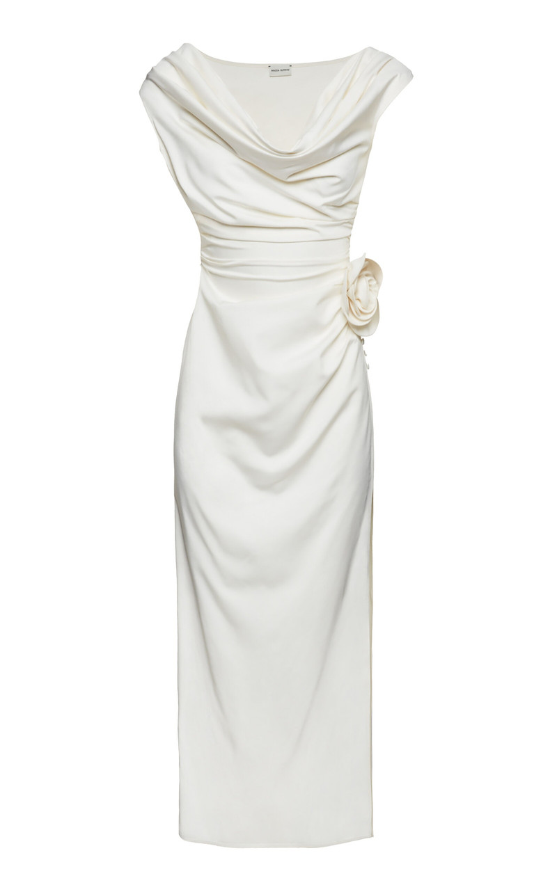 Silk Wrap Midi Dress ivory - 1