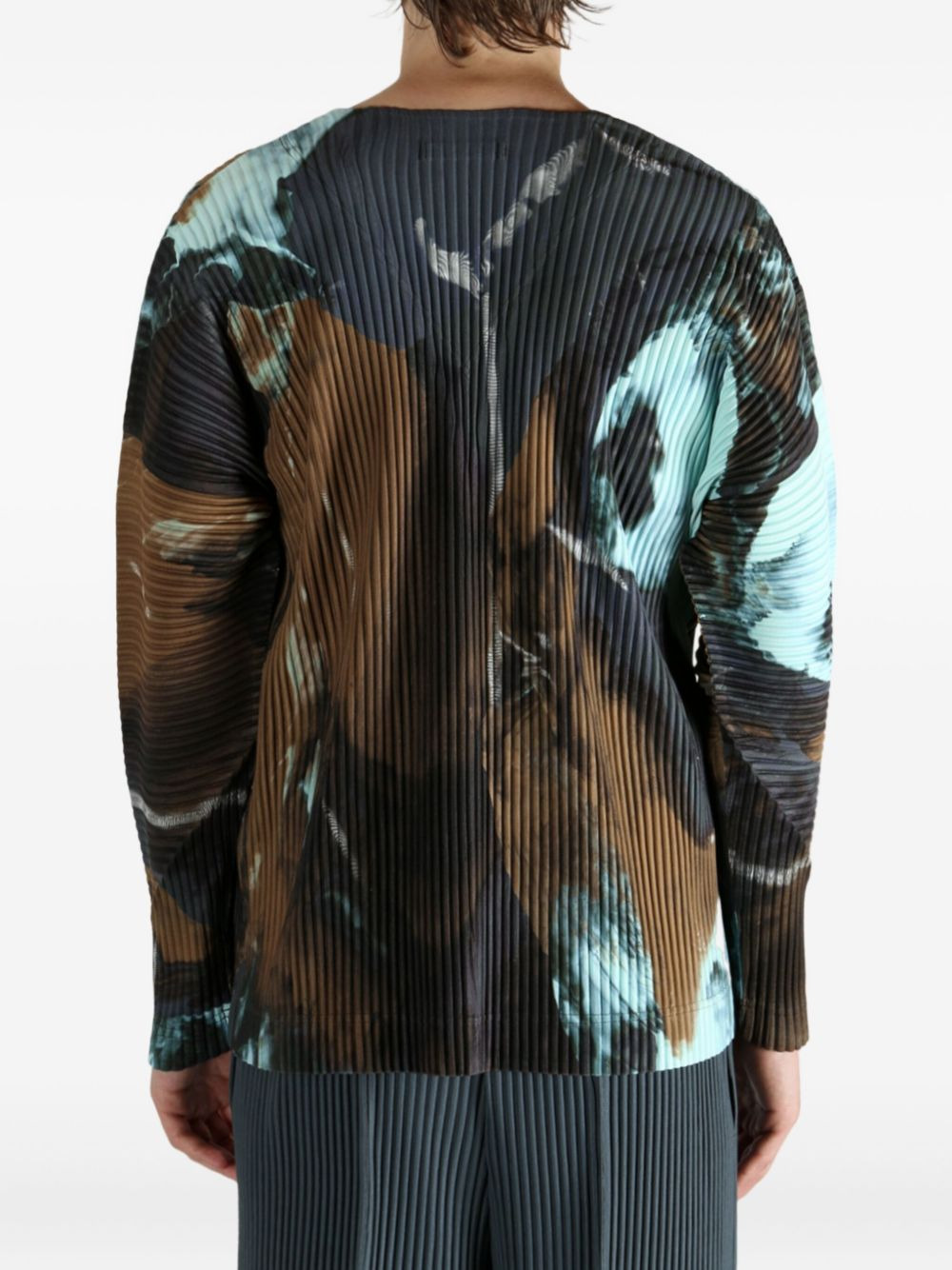 pleated print cardigan - 4