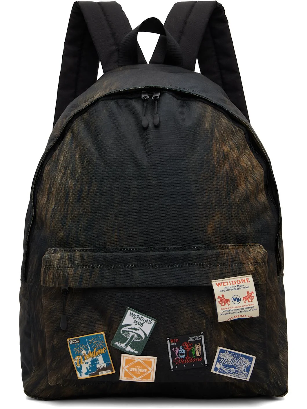 Brown Fur Printed Backpack - 1