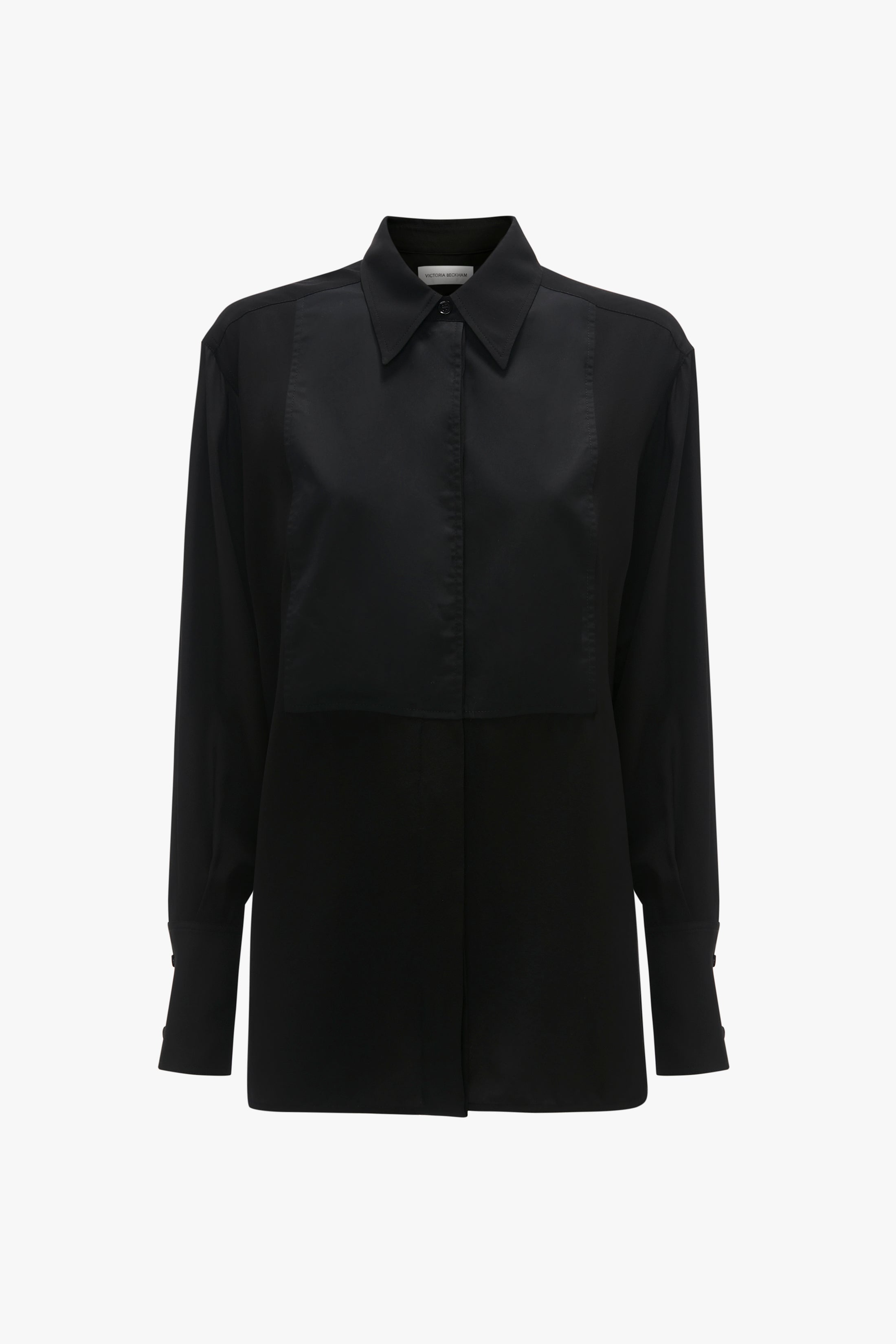 Contrast Bib Shirt In Black - 1