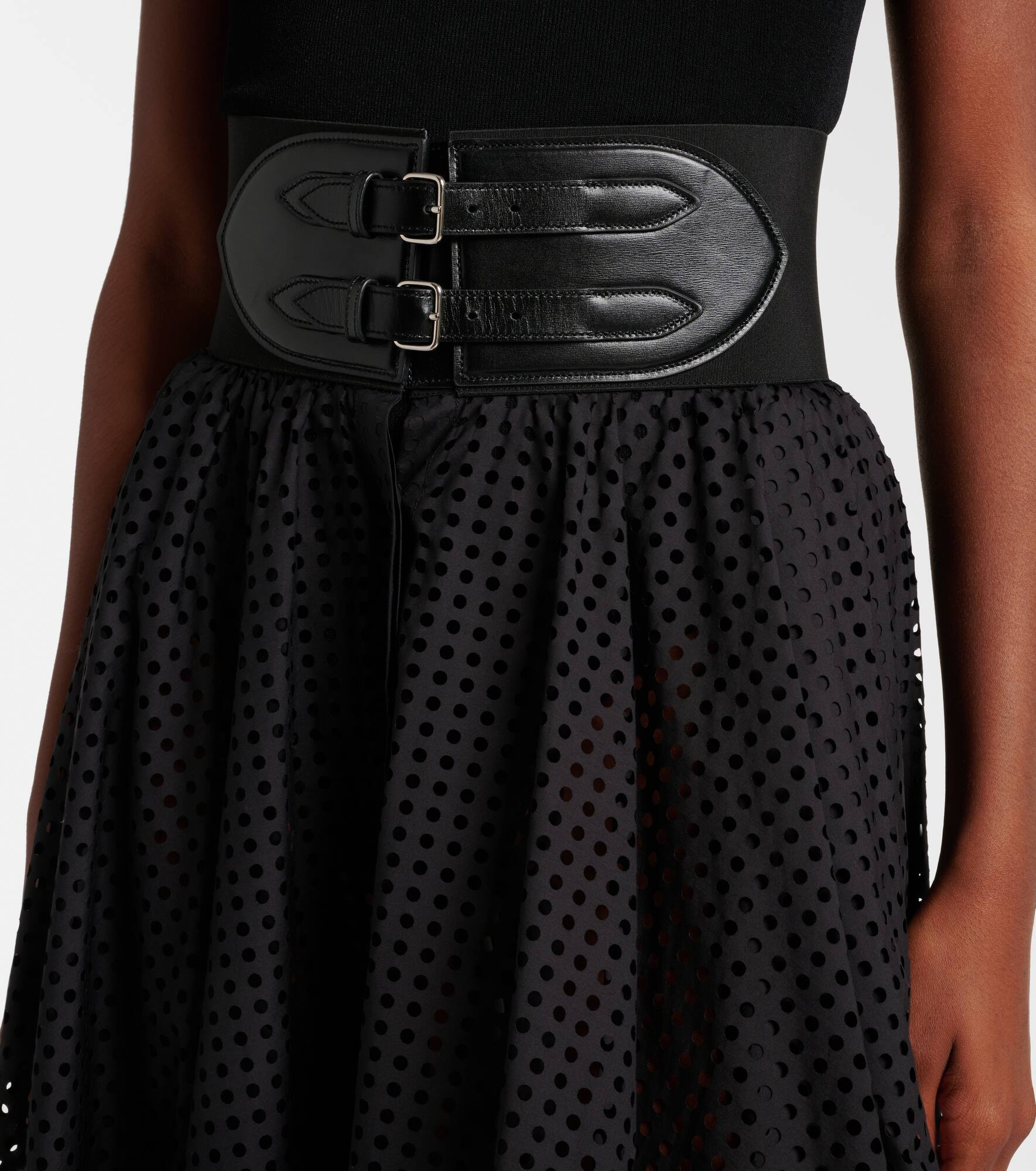 Cotton-blend midi skirt - 4