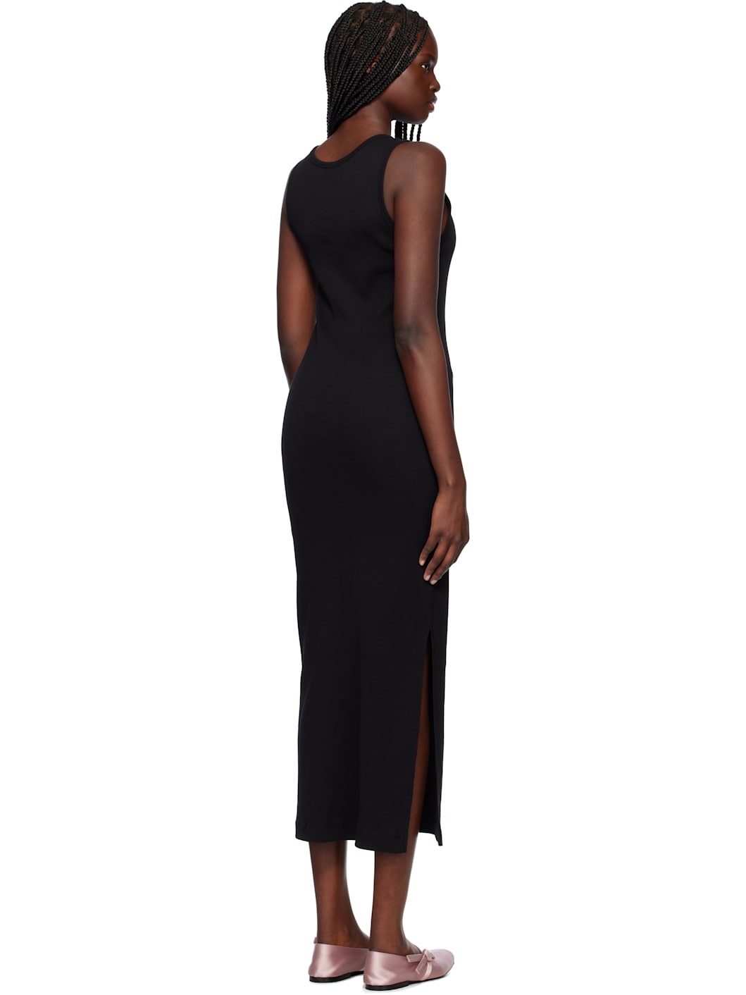 Black Baby Fox Ribbed Tank Midi Dress - 3